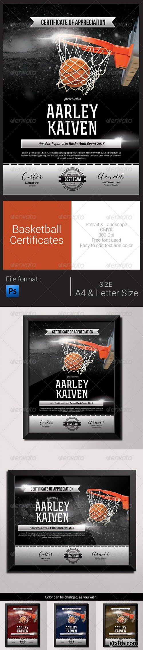 Graphicriver - Basketball Certificates 8292977