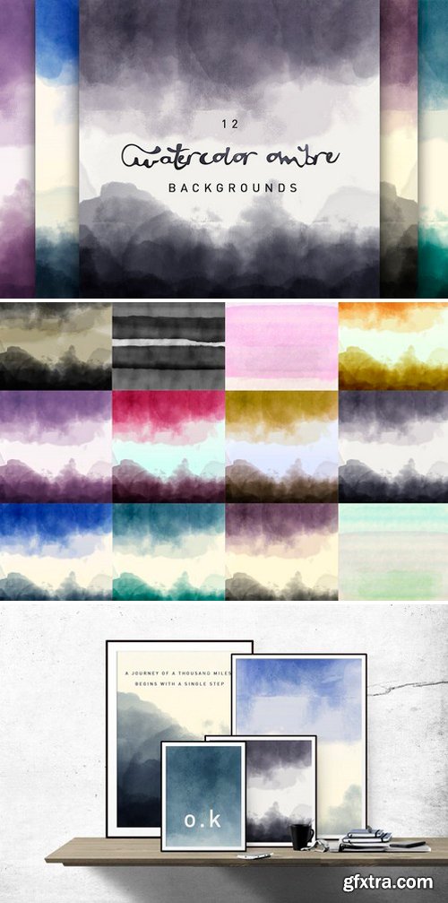 CM - 12 Watercolor Ombre Backgrounds 231623