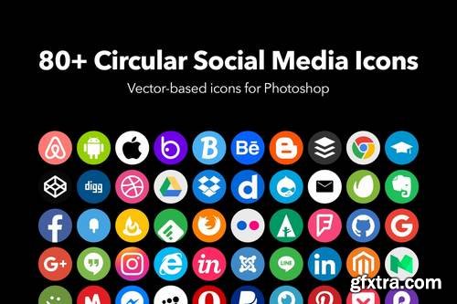 80+ Circular Flat Social Media Icons