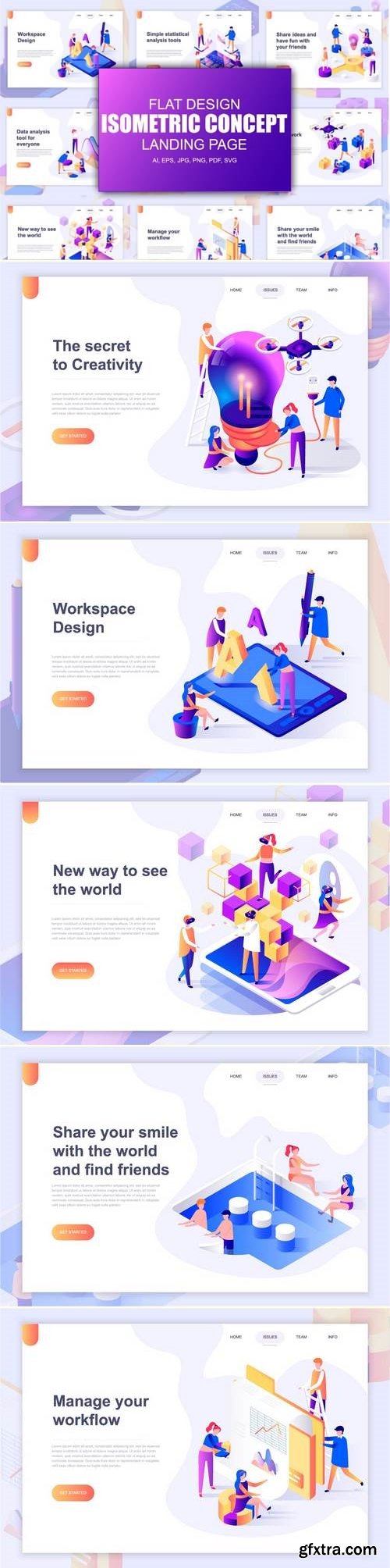 Landing Page Templates Isometric Concept