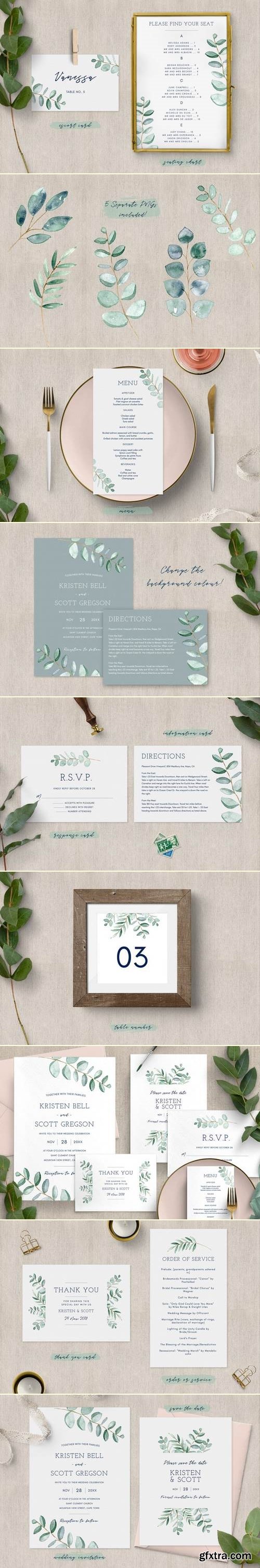 Eucalyptus Wedding Invitation Suite