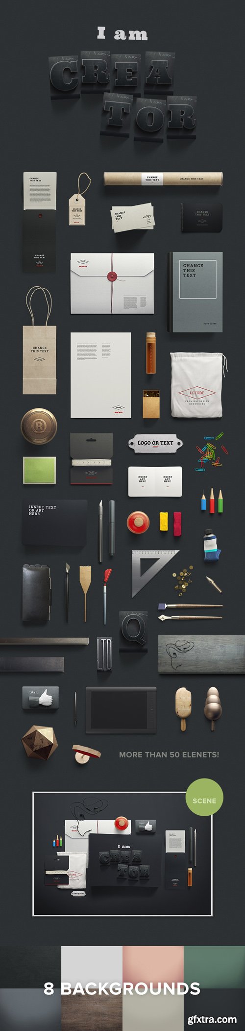 50+ Stationary PSD Mockups Elements