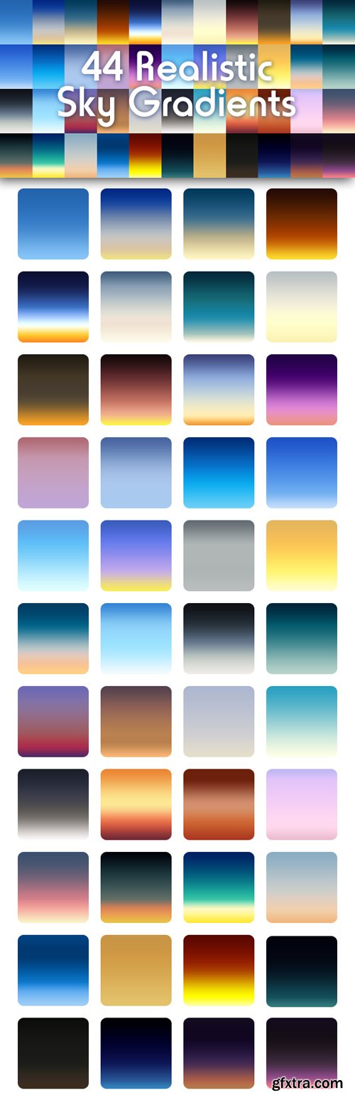 44 Sky Gradients (GRD) For Photoshop