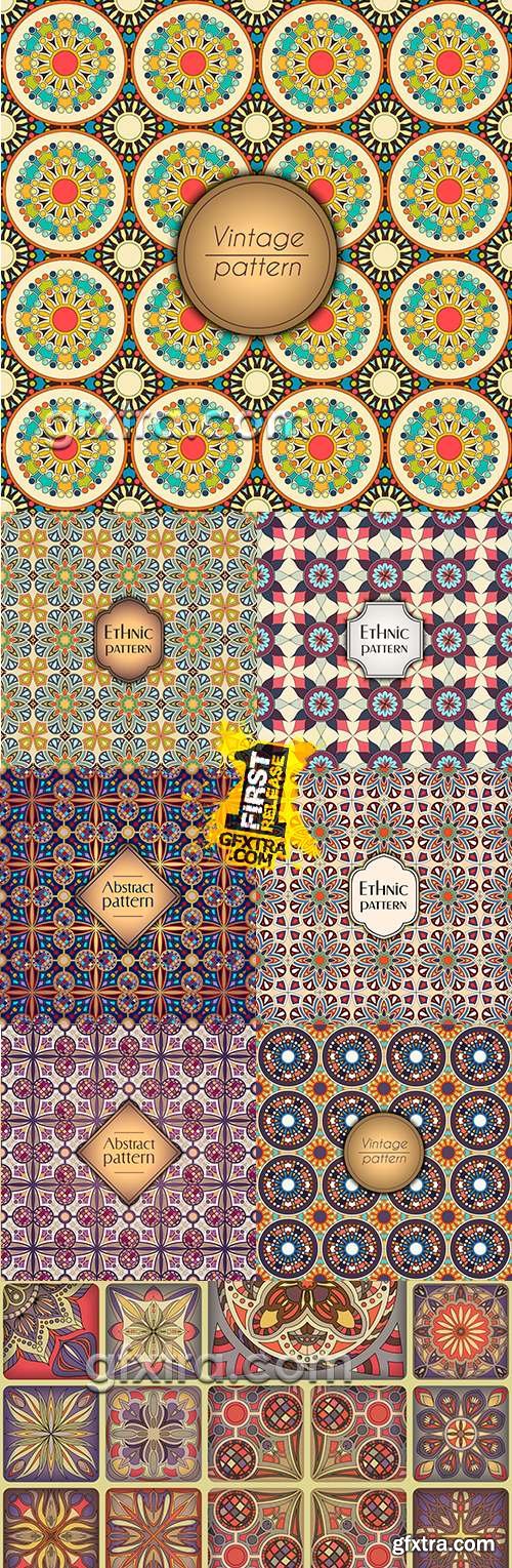 Geometrical vintage decorative seamless pattern collection