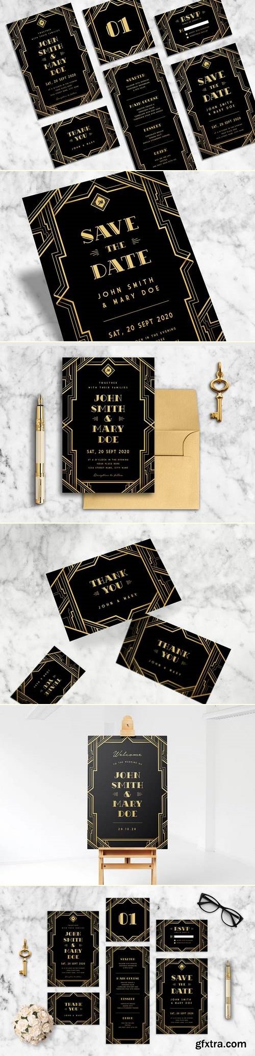 Art Deco Wedding Invitation Suite