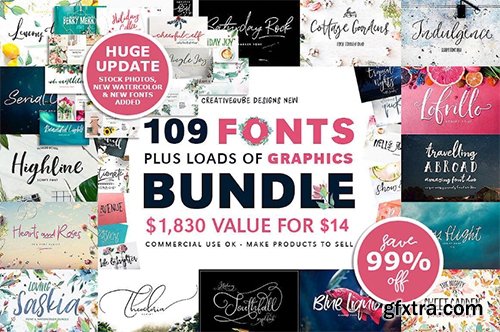 100+ Fonts and 2000 Professional Graphics