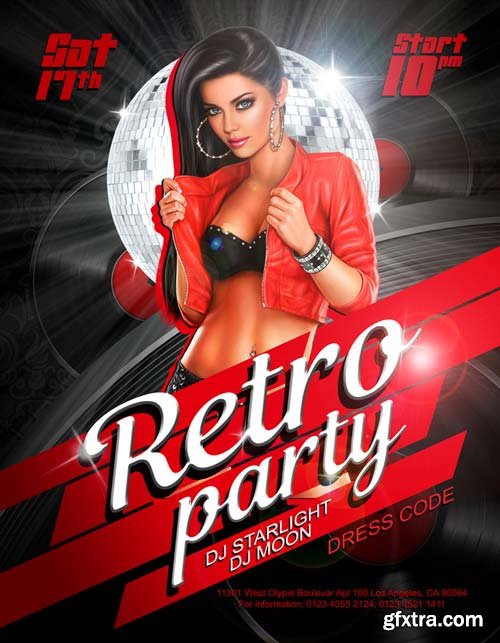 Retro Party V19 2018 Flyer PSD Template