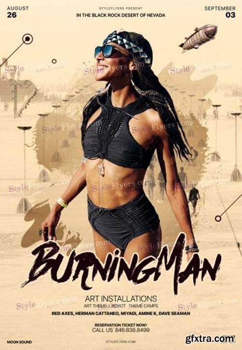 Burning Man V1 2018 PSD Flyer Template