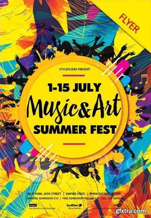 Music & Art Summer Fest V1 2018  Flyer PSD