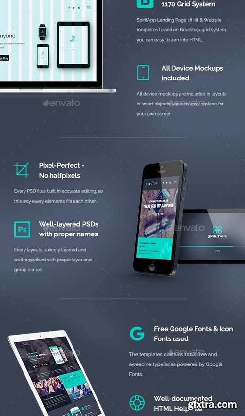 GraphicRiver - SpiritApp Landing Page UI Kit & Premade Templates (Dark Style) 16711282