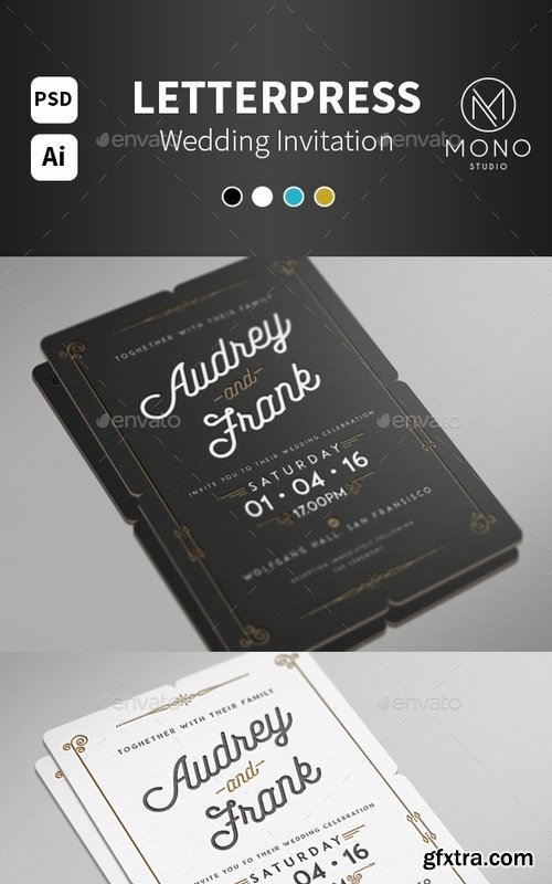 GraphicRiver - Letterpress Wedding Invitation 14145268