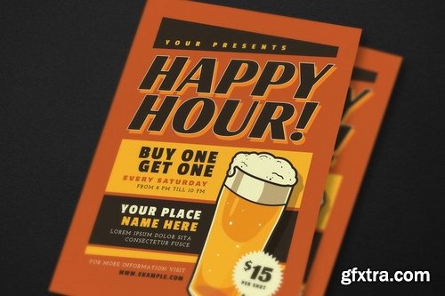 Retro Happy Hour Beer Event Flyer