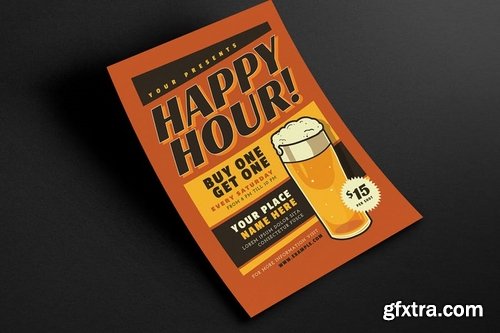 Retro Happy Hour Beer Event Flyer