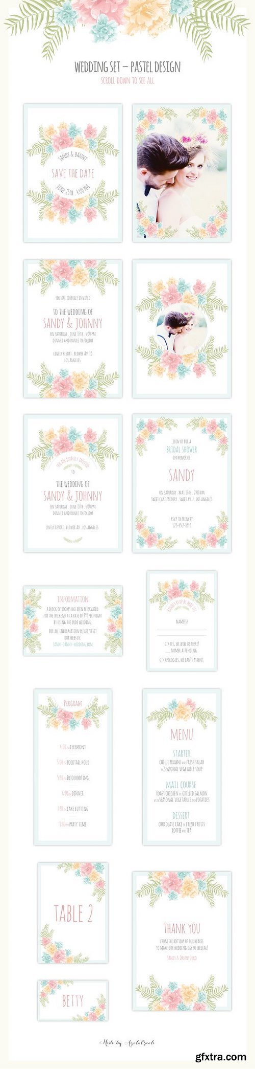 CM - Floral Wedding Set . 13 cards 618910