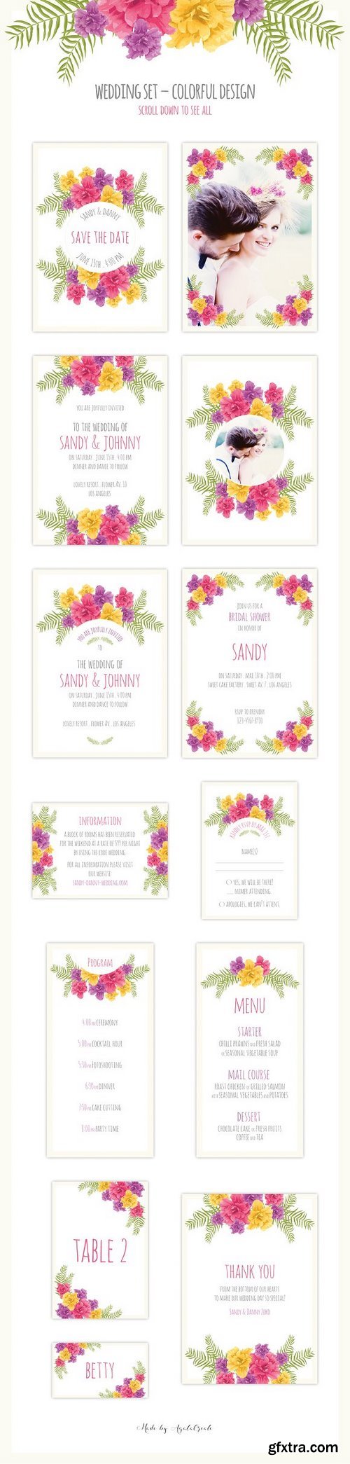 CM - Floral Wedding Set . 13 cards 618910