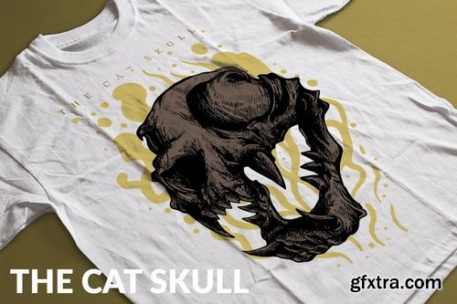 The Cat Skull T-Shirt Design Template