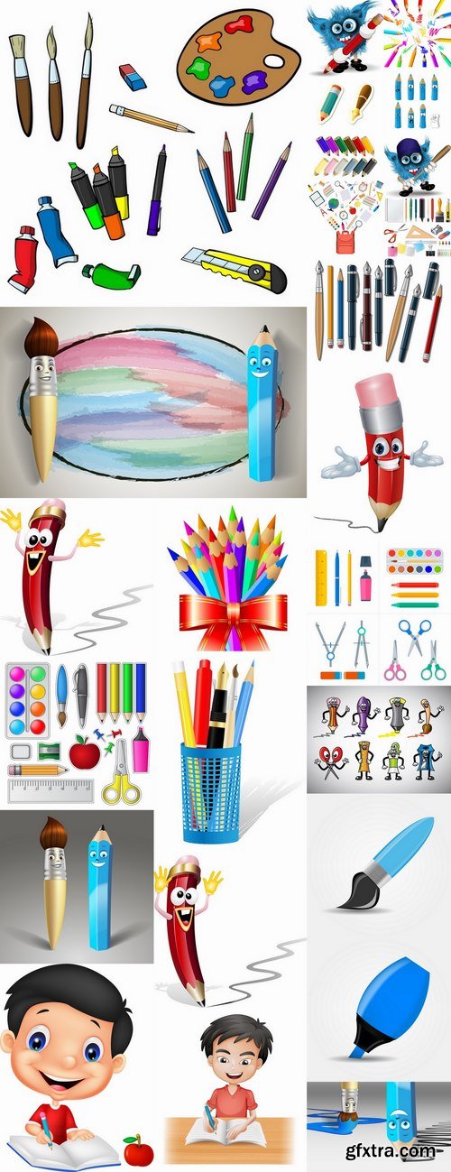 Back to school pencil writing pen school theme flyer banner 25 EPS