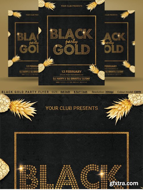 Black Gold Party Flyer Poster