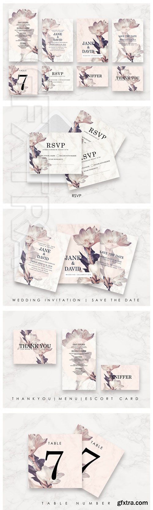 Flower & Marble Invitation Suite