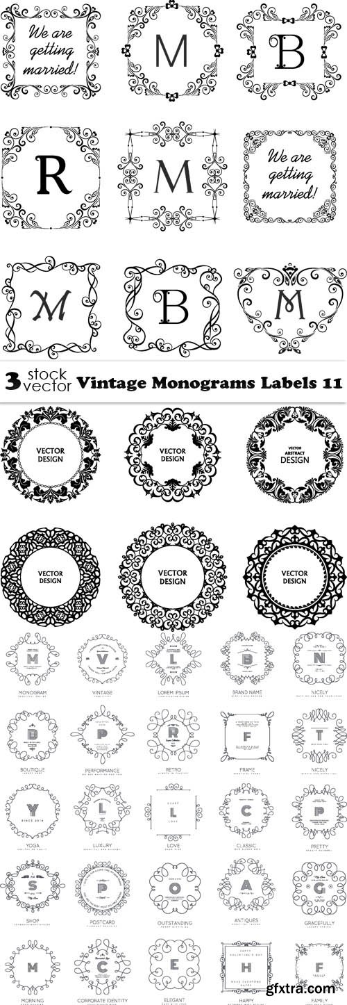 Vectors - Vintage Monograms Labels 11