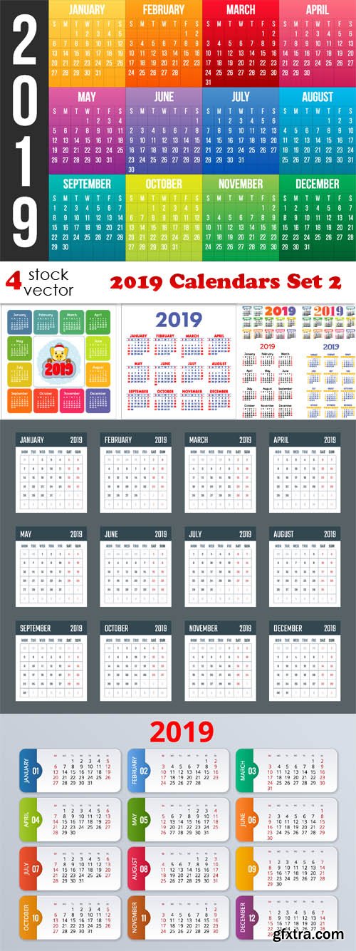 Vectors - 2019 Calendars Set 2