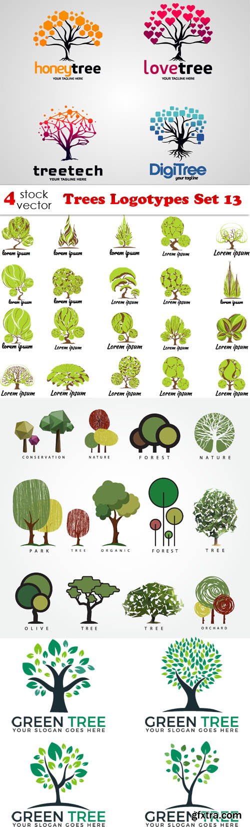 Vectors - Trees Logotypes Set 13