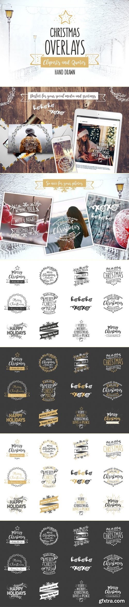 CM - Christmas Overlays – Vector Set 1011042