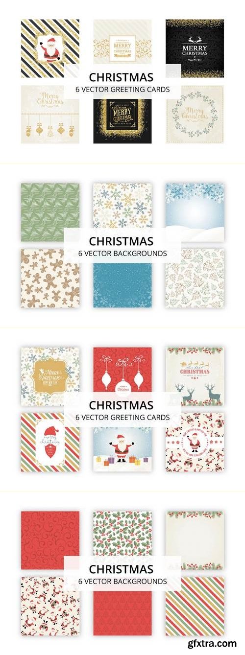 18 Golden Christmas Cards / Backgrounds