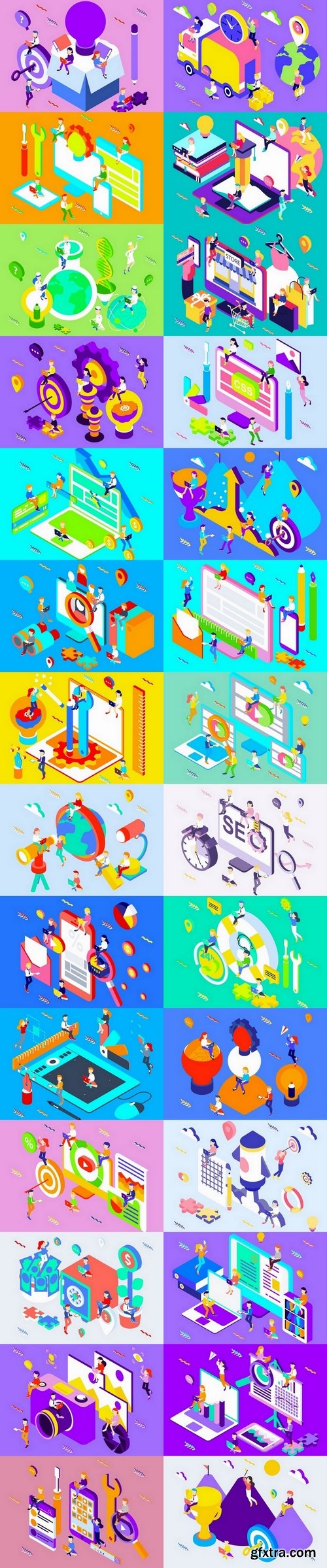 Different Topics Isometric Illustrations