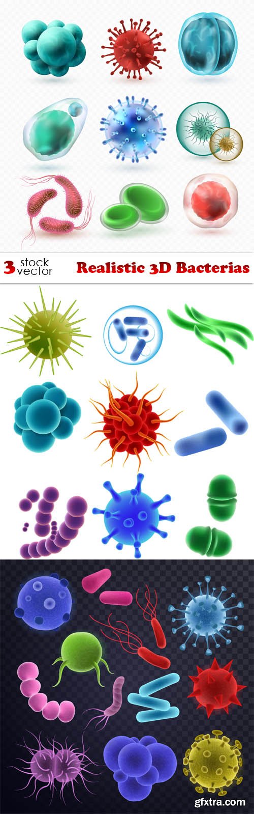 Vectors - Realistic 3D Bacterias