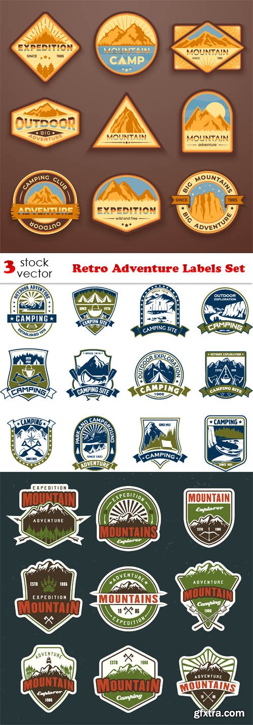 Vectors - Retro Adventure Labels Set