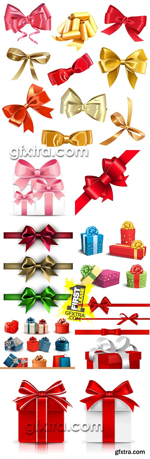 Decorative bow and festive gift ribbon big collection