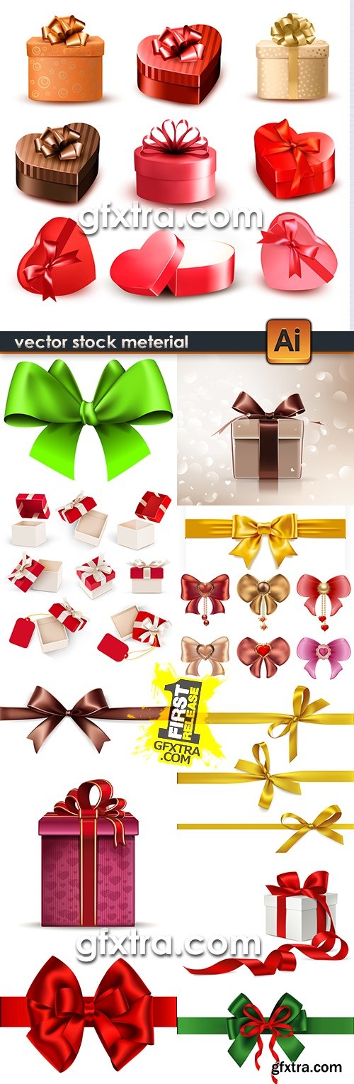 Decorative bow and festive gift ribbon big collection