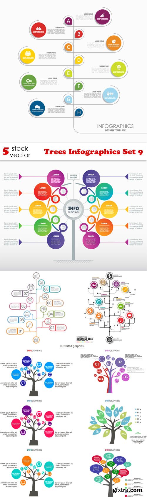 Vectors - Trees Infographics Set 9