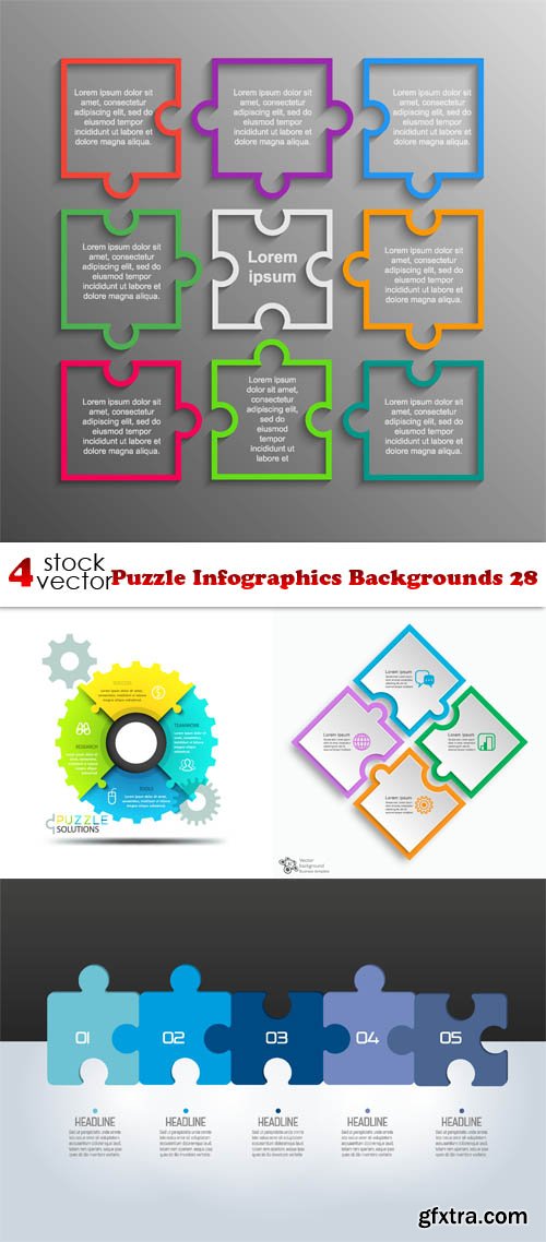 Vectors - Puzzle Infographics Backgrounds 28