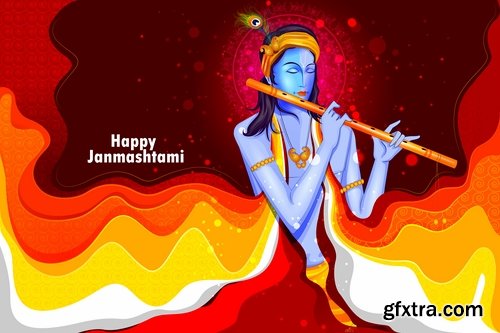 Indian ethnic background is Janmashtami image banner 25 EPS