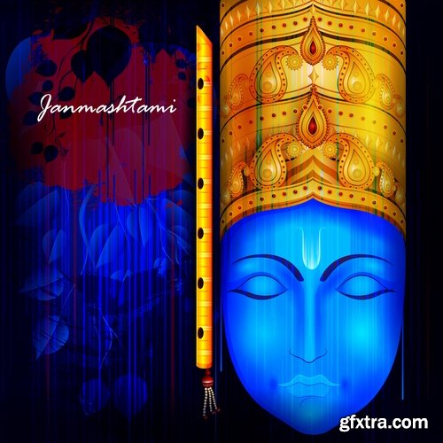 Indian ethnic background is Janmashtami image banner 25 EPS