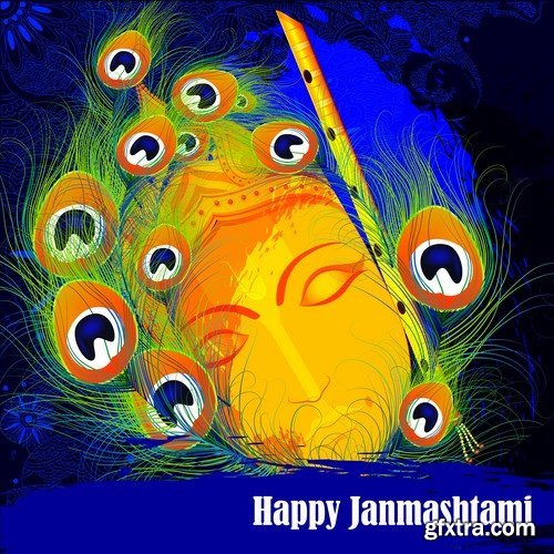 Indian ethnic background is Janmashtami image banner 25 EPS