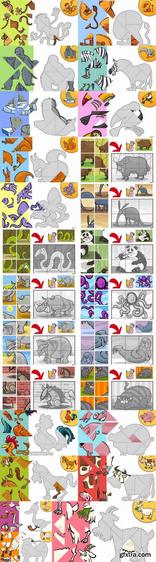 Children\'s conundrum puzzle illustration animal baby book 25 EPS