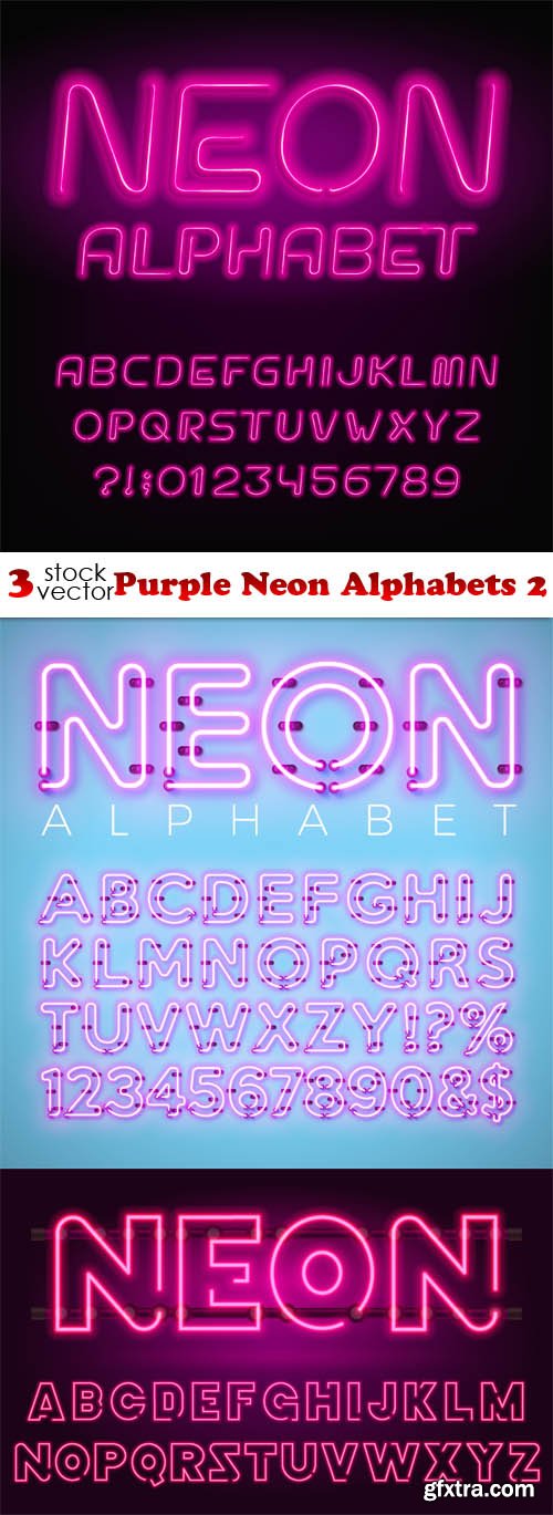 Vectors - Purple Neon Alphabets 2