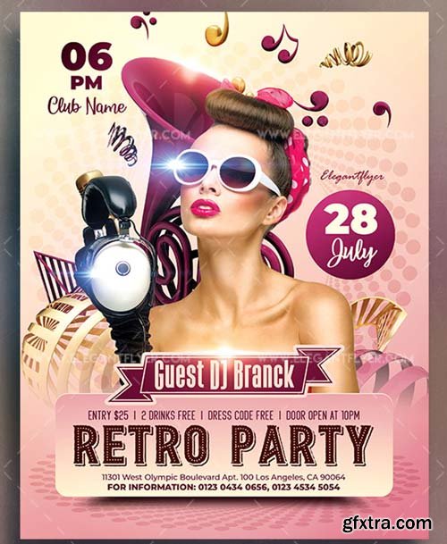 Retro Party V17 2018 Flyer PSD Template