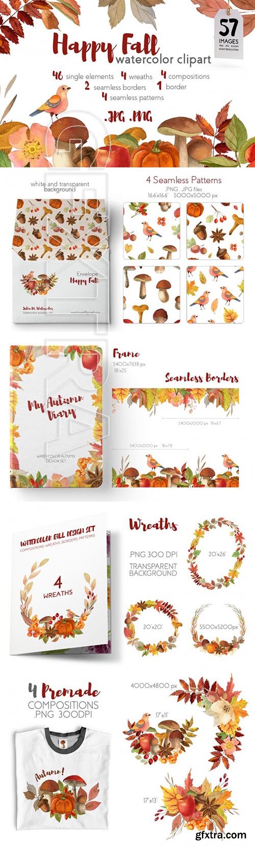 Watercolor Fall Clipart (Autumn Design Set)