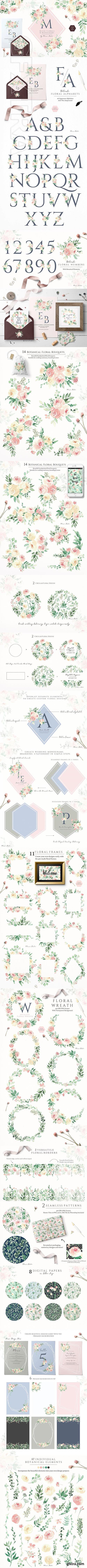 CreativeMarket - Blush Florals & Monograms 2800504