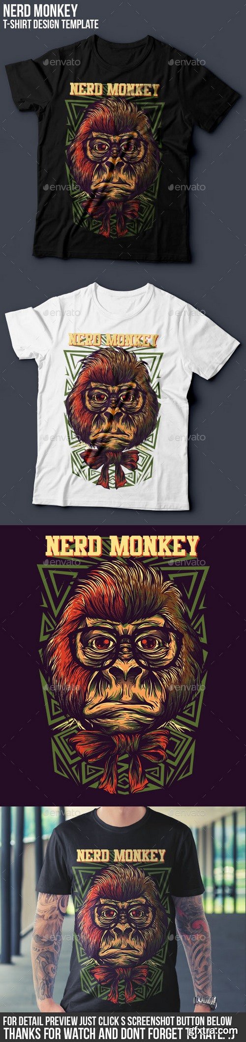 Graphicriver - Nerd Monkey T-Shirt Design 16594136