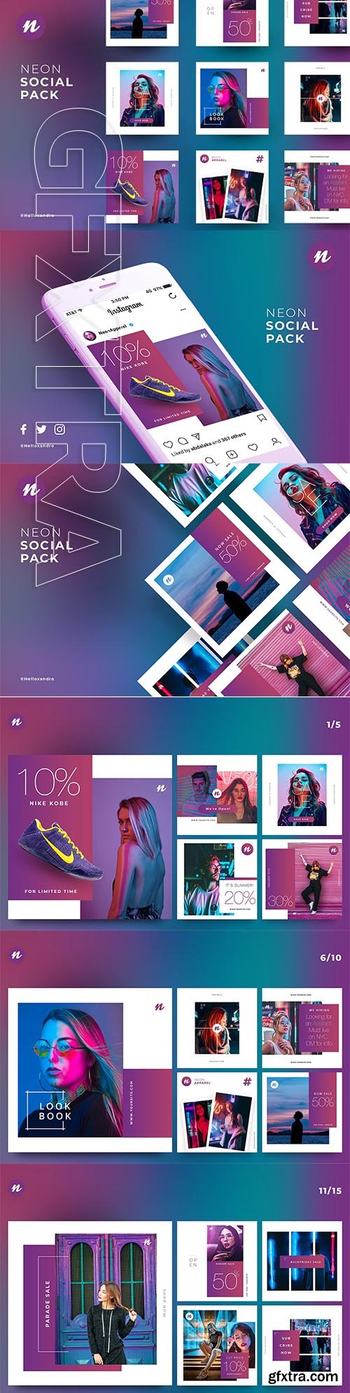 CreativeMarket - Neon - Social Pack 2845743