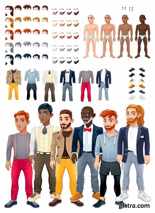 Dresses and hairstyles game with male avatars