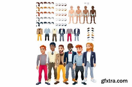 Dresses and hairstyles game with male avatars