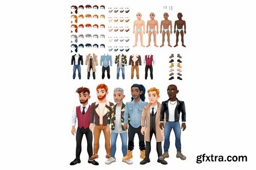 Dresses and hairstyles game with male avatars