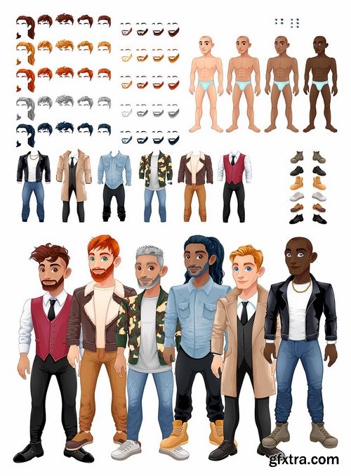 Dresses and hairstyles game with male avatars