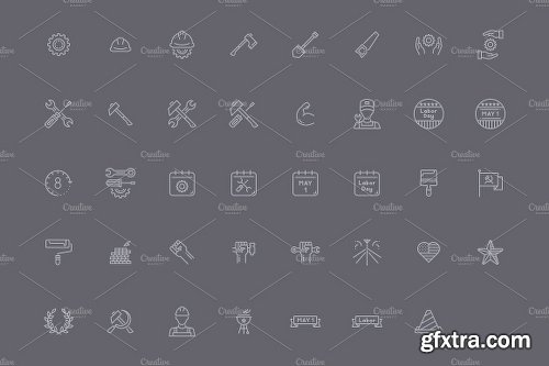 CreativeMarket Workers Day Icon Bundle 2540478